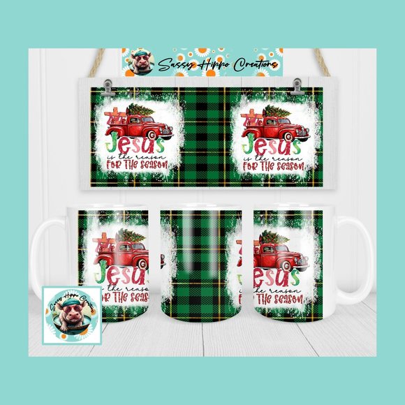 Ceramic Coffee Mug Jesus is the Reason for the Season Christmas 15oz Sublimated - Picture 1 of 4
